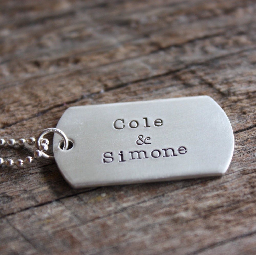 Dog Tag Necklace - Hand Stamped Sterling Silver Dog Tags Necklace - Personalized Gift - Custom Dog Tags
