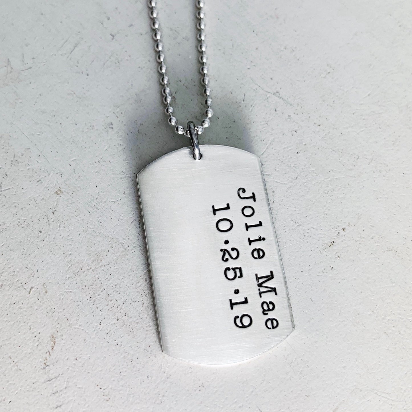 Dog Tag Necklace - Hand Stamped Sterling Silver Dog Tags Necklace - Personalized Gift - Custom Dog Tags