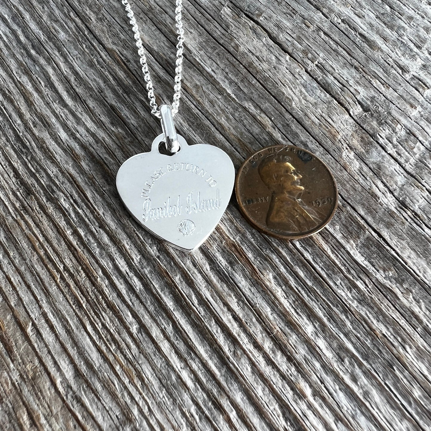 Sanibel Island Pendant - Sterling Silver Heart Charm - Travel Necklace - Location Jewelry