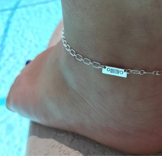 Jeep Bar Anklet - Sterling Silver Jeep Girl Jewelry