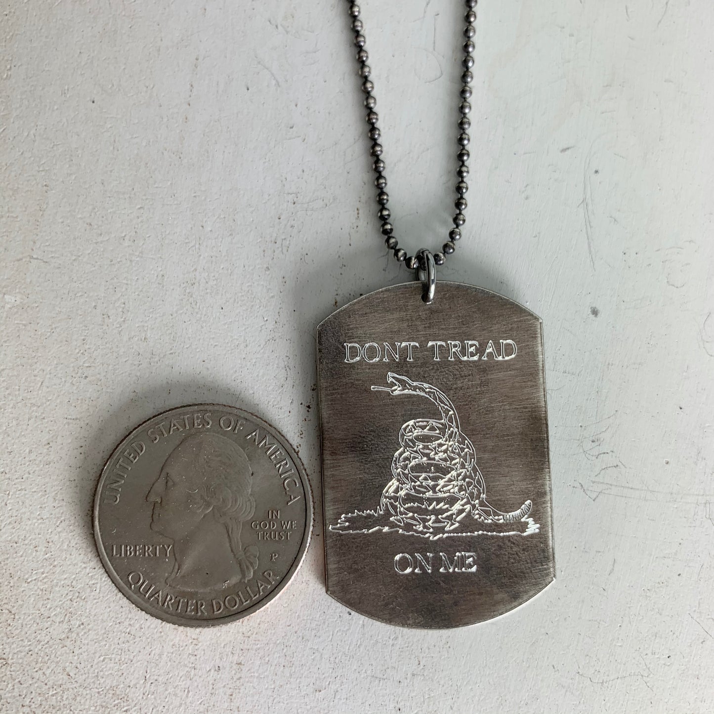 Don't Tread On Me - Dog Tag Necklace - Sterling Silver