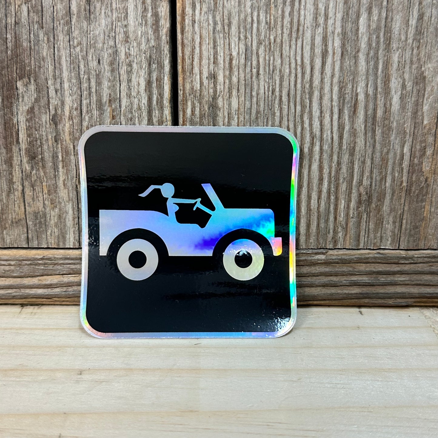 Jeep Girl Sign 2 Holographic Sticker