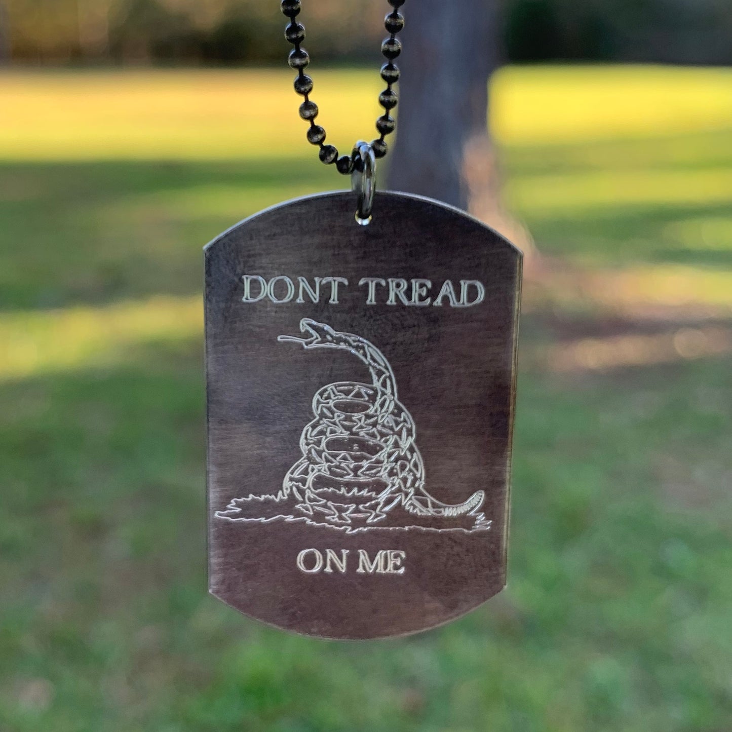 Don't Tread On Me - Dog Tag Necklace - Sterling Silver