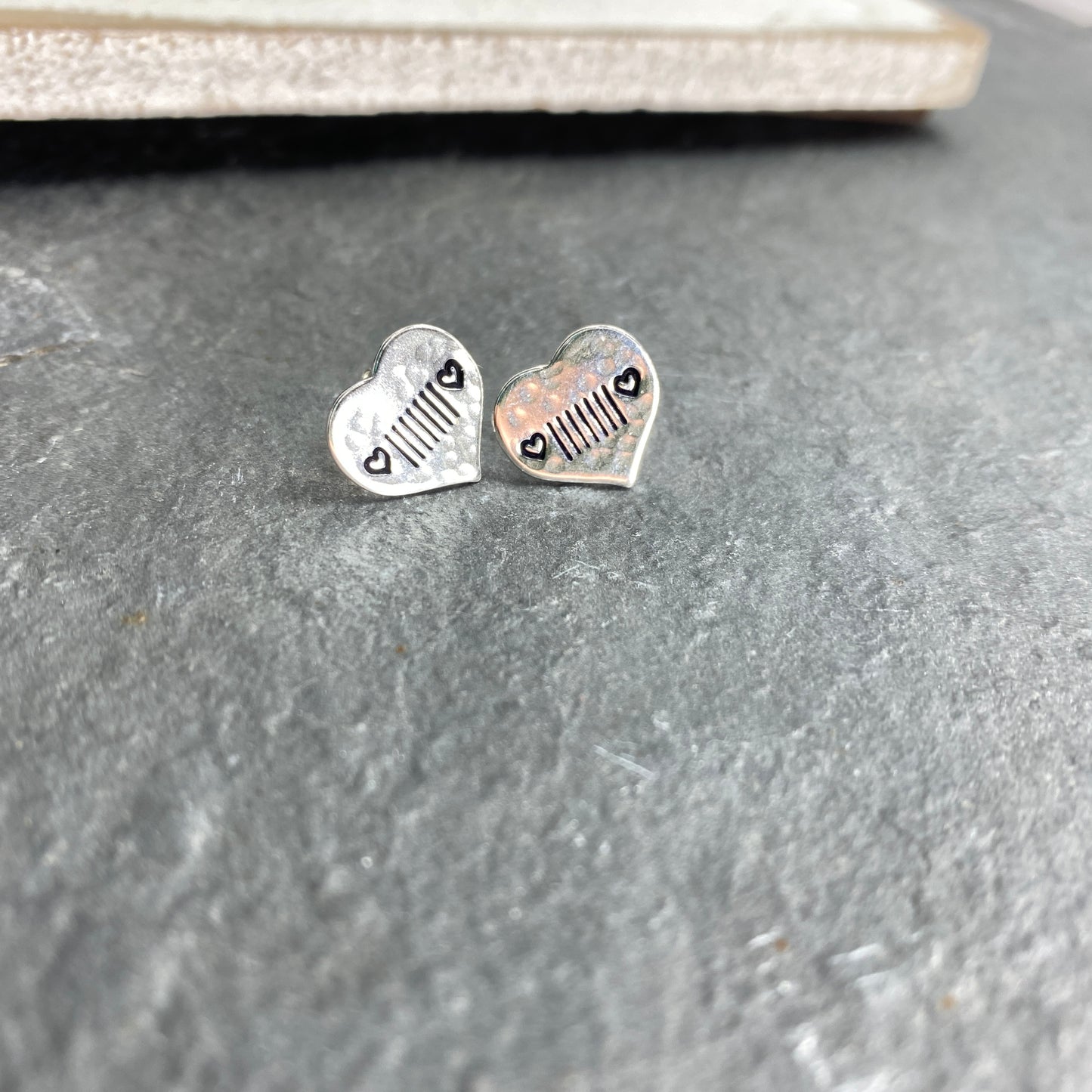 Jeep Earrings - Heart Jeep Grills - Sterling Silver Stud Earrings