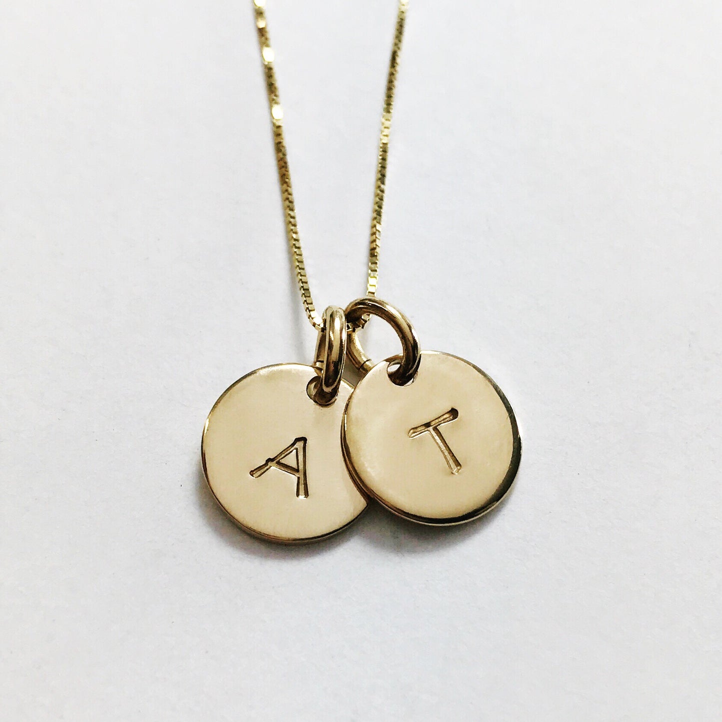 14K Solid Gold Letter Necklace - Hand Stamped - Initial Jewelry - Personalized Necklace