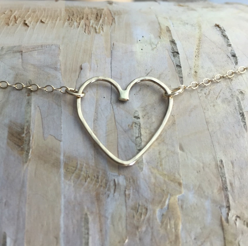 14K Heart Link Necklace