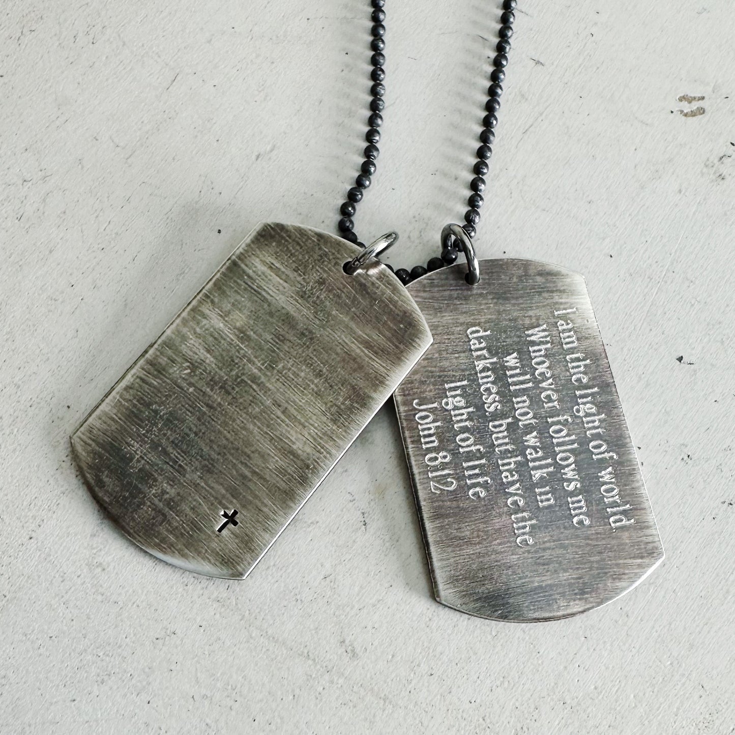 Scripture Dog Tag Necklace - Handmade Sterling Silver Dog Tags Necklace - Custom and Personalized Just for You - Small Dog Tags