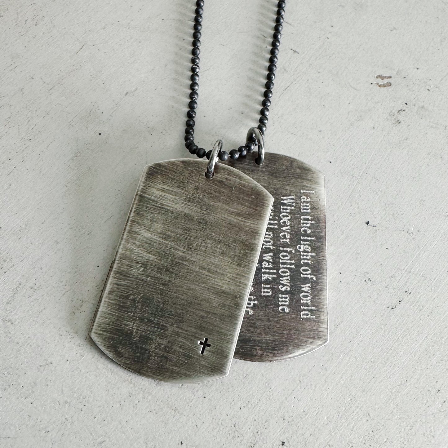 Scripture Dog Tag Necklace - Handmade Sterling Silver Dog Tags Necklace - Custom and Personalized Just for You - Small Dog Tags