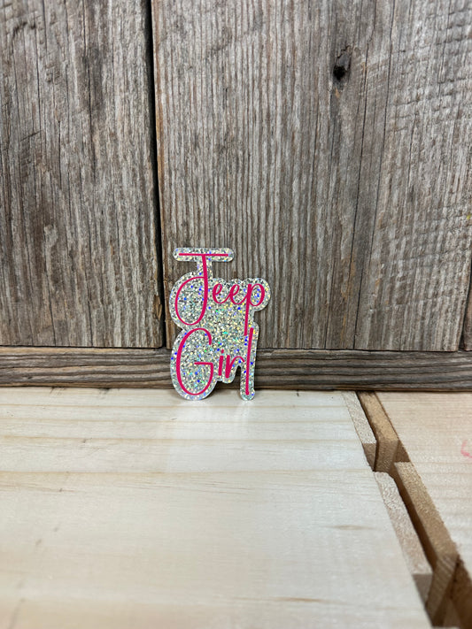 Jeep Girl - Die-cut Text Holographic Glitter Sticker