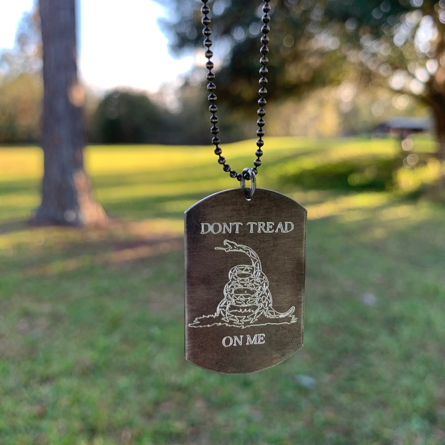 Don't Tread On Me - Dog Tag Necklace - Sterling Silver