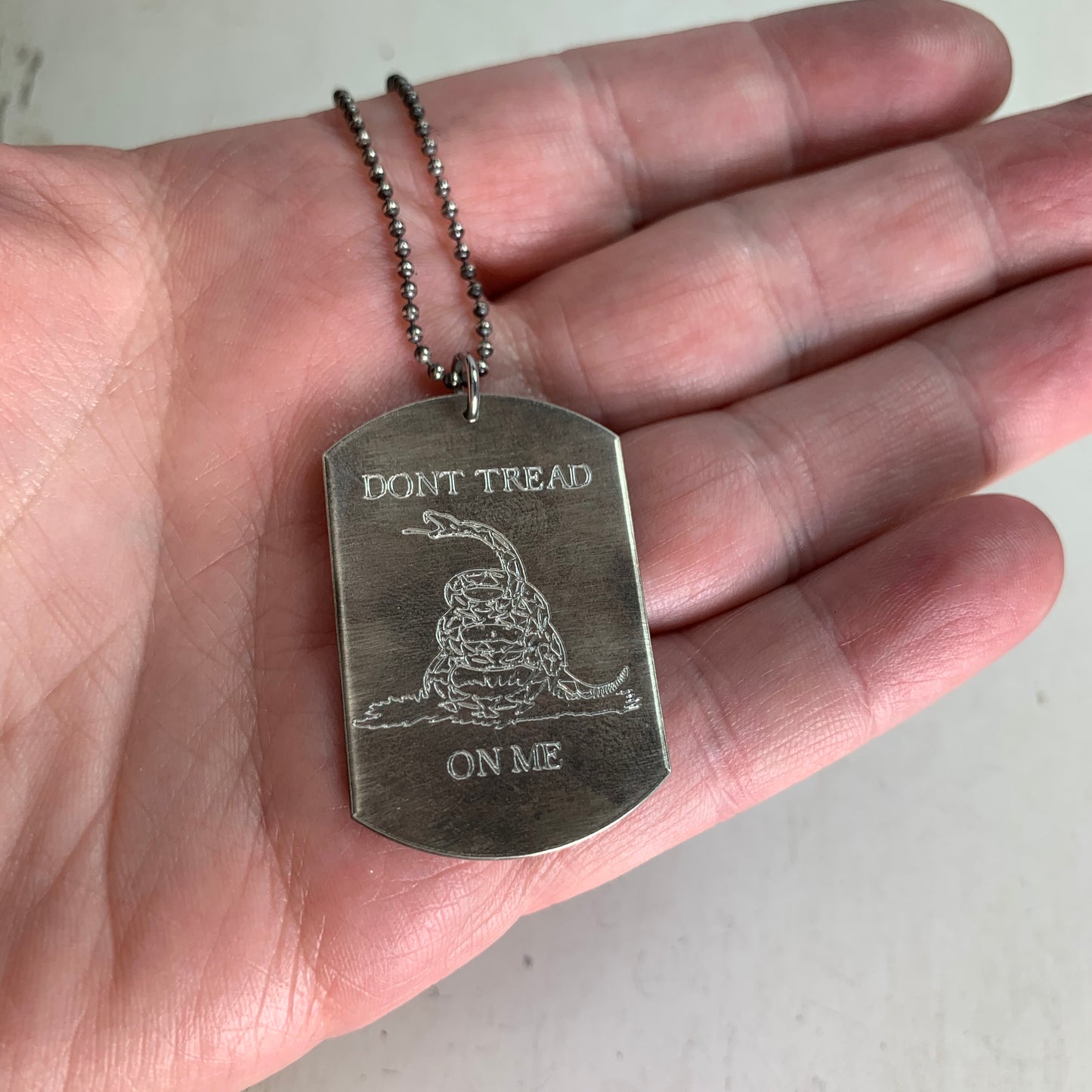 Don't Tread On Me - Dog Tag Necklace - Sterling Silver