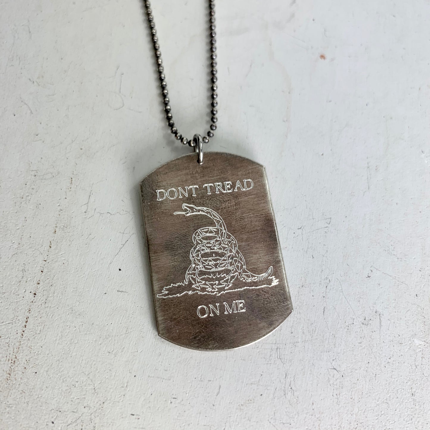 Don't Tread On Me - Dog Tag Necklace - Sterling Silver