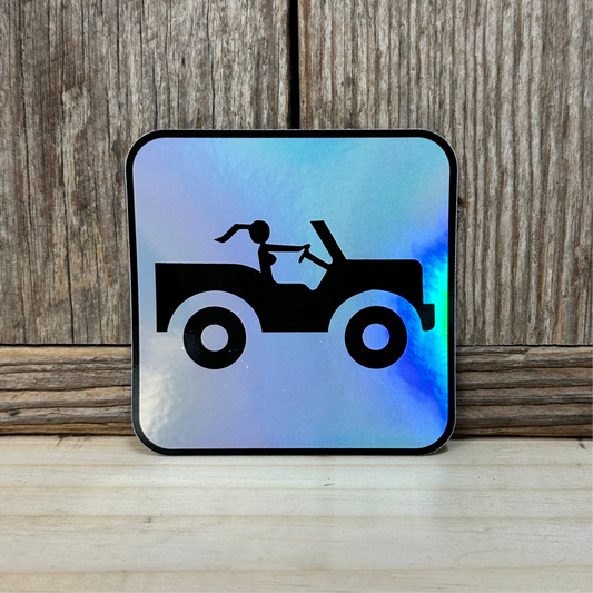 Jeep Girl Sign Holographic Sticker