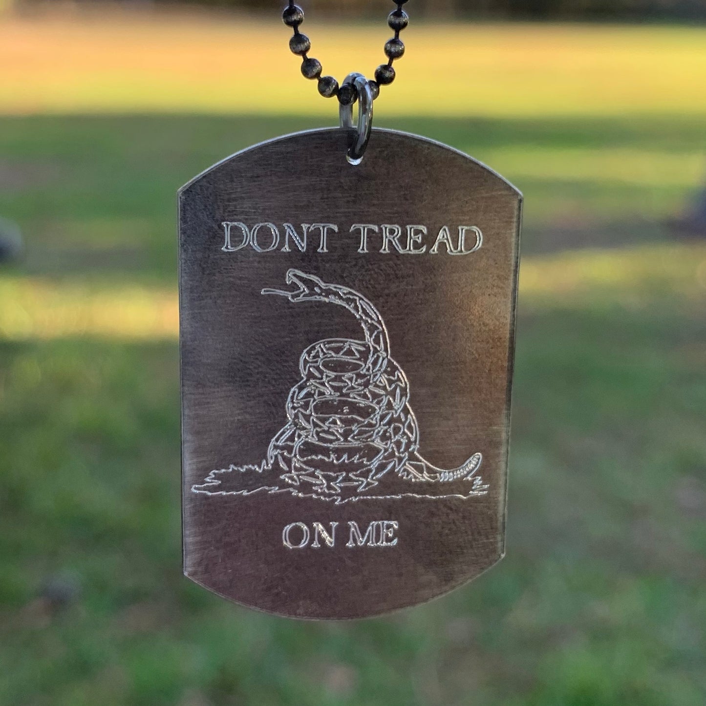 Don't Tread On Me - Dog Tag Necklace - Sterling Silver