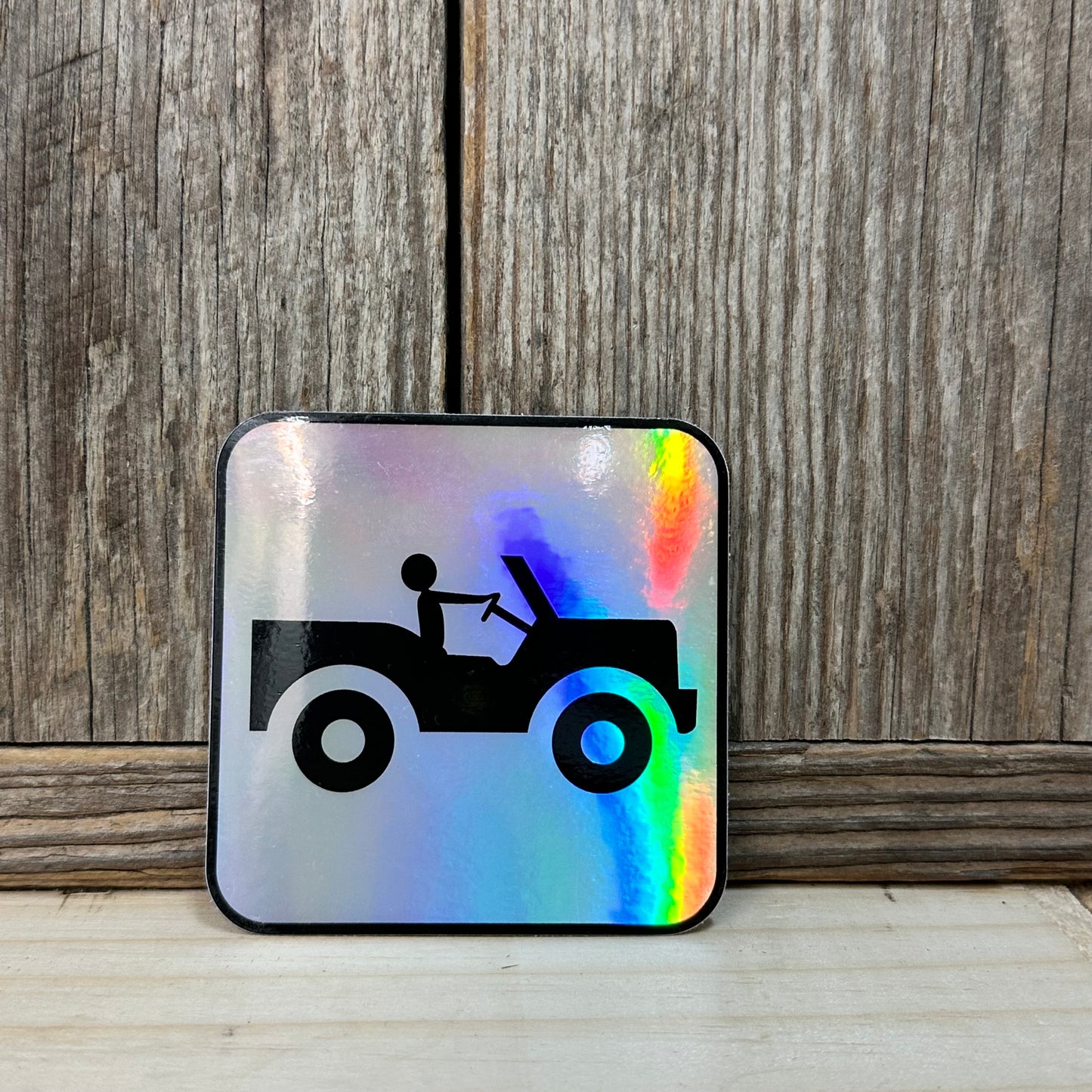 Jeep Guy Sign Holographic Sticker