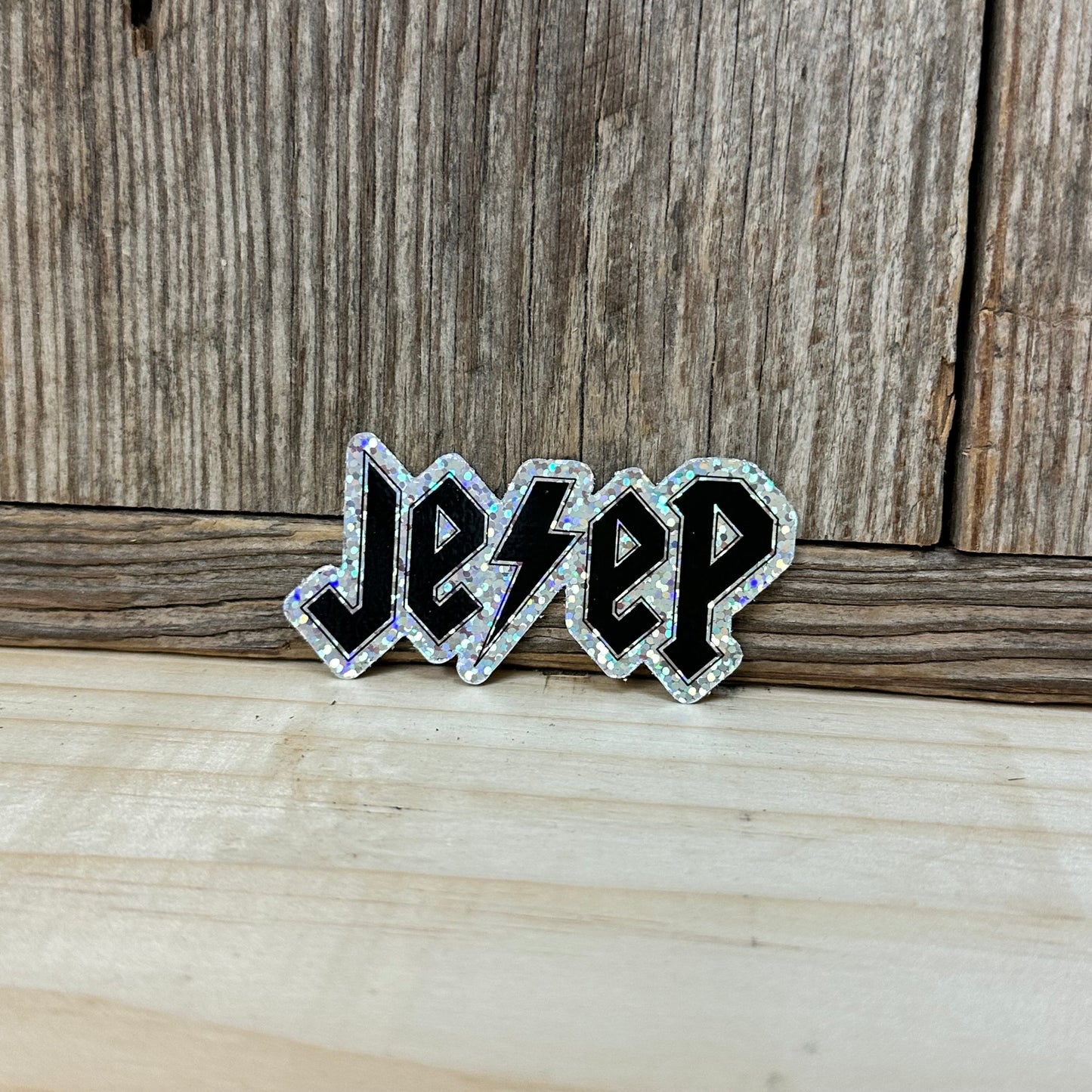 Rock On Jeep Style Holographic Glitter Sticker