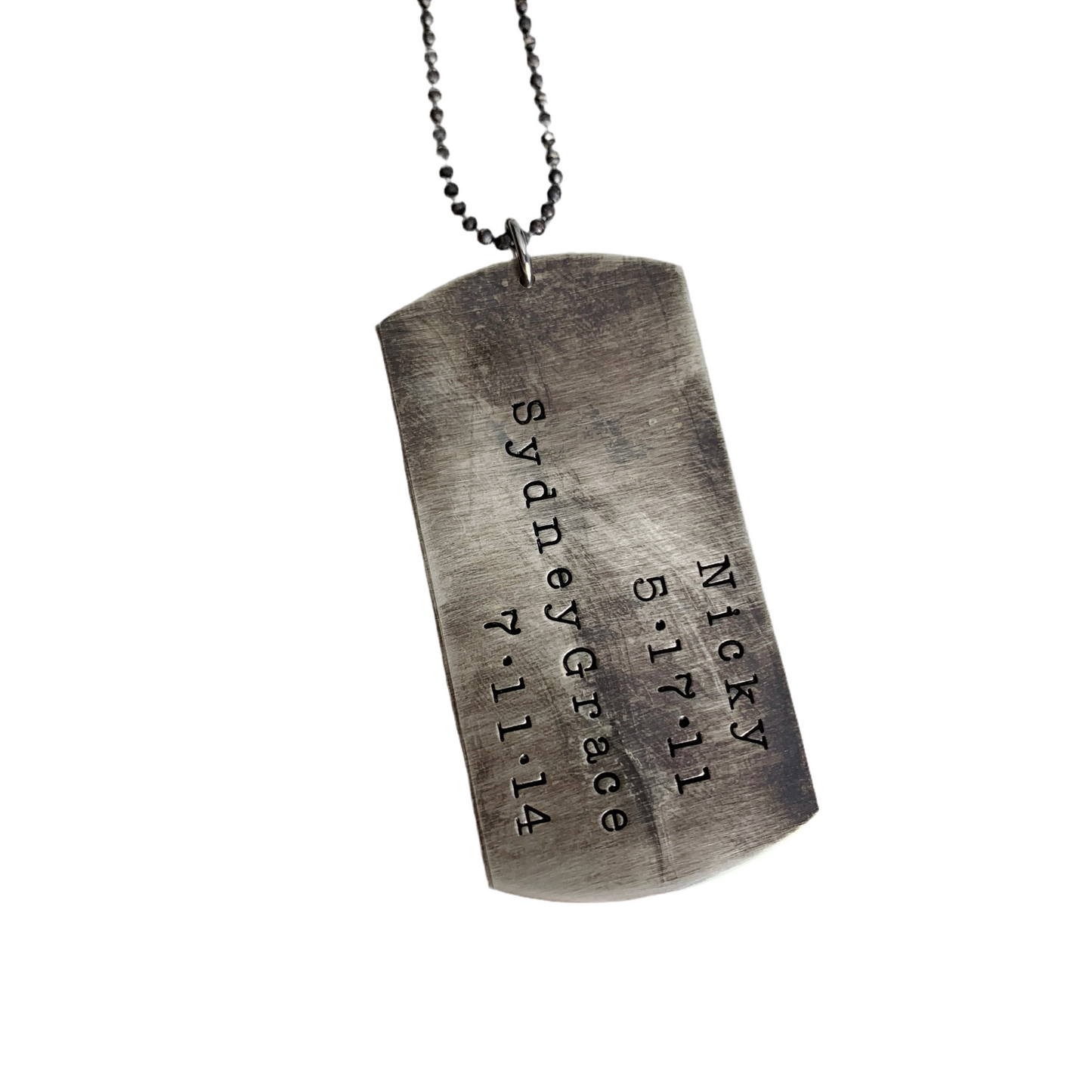 Dog Tag Necklace - LARGE Handmade Sterling Silver Dog Tags Pendants