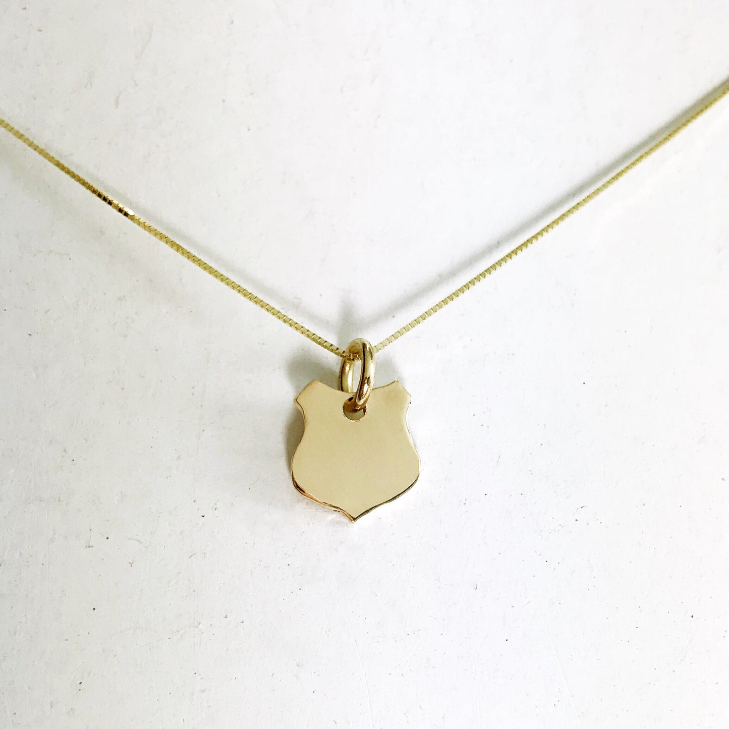 14K Gold Dainty Badge Necklace - Law Enforcement Necklace