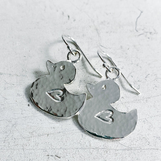 Earrings - Duck Earrings - Sterling Silver