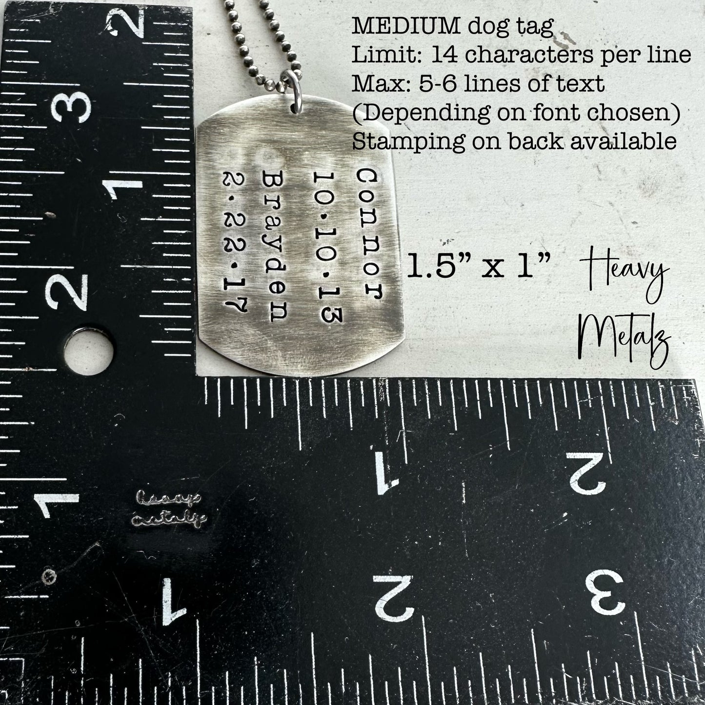 Dog Tag Necklace - Handmade Sterling Silver Dog Tags Necklace - Custom and Personalized Just for You - MEDIUM size Hand Stamped Pendant