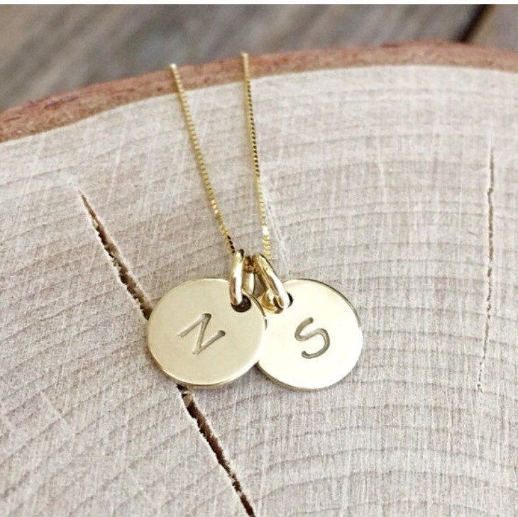 14K Solid Gold Letter Necklace - Hand Stamped - Initial Jewelry - Personalized Necklace