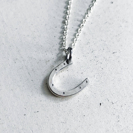 Horseshoe Necklace - Handmade Sterling Silver Charm - Equestrian Jewelry