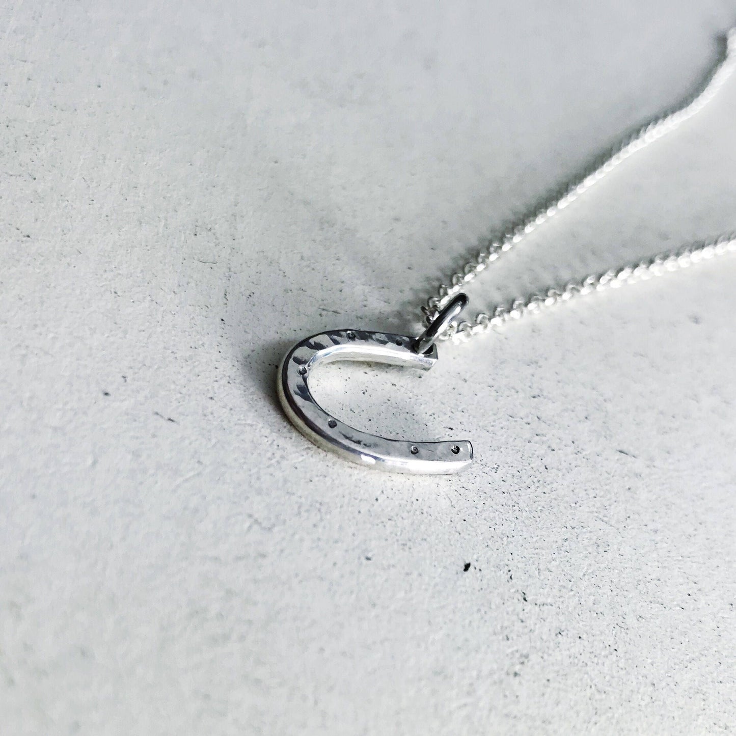 Horseshoe Necklace - Handmade Sterling Silver Charm - Equestrian Jewelry