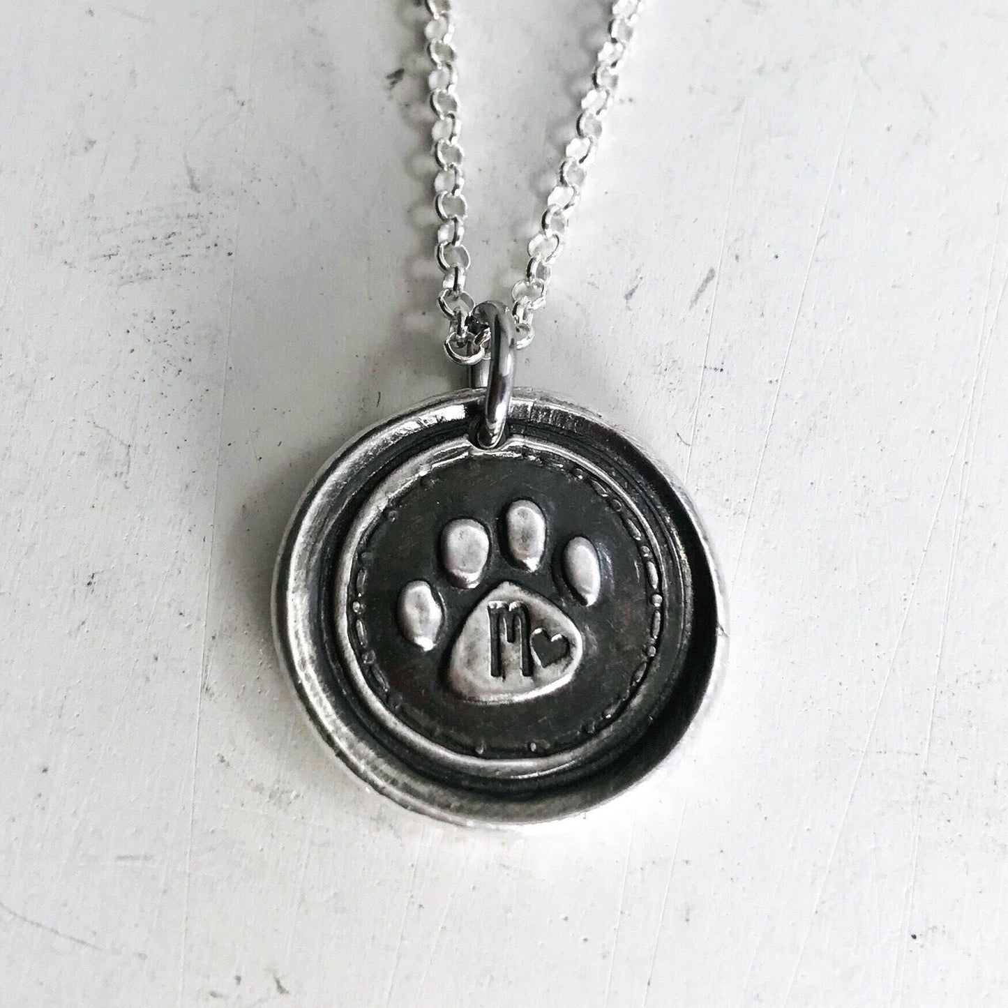 Paw Print Necklace - Fine Silver - Dog Paw - Pet Memorial Jewelry