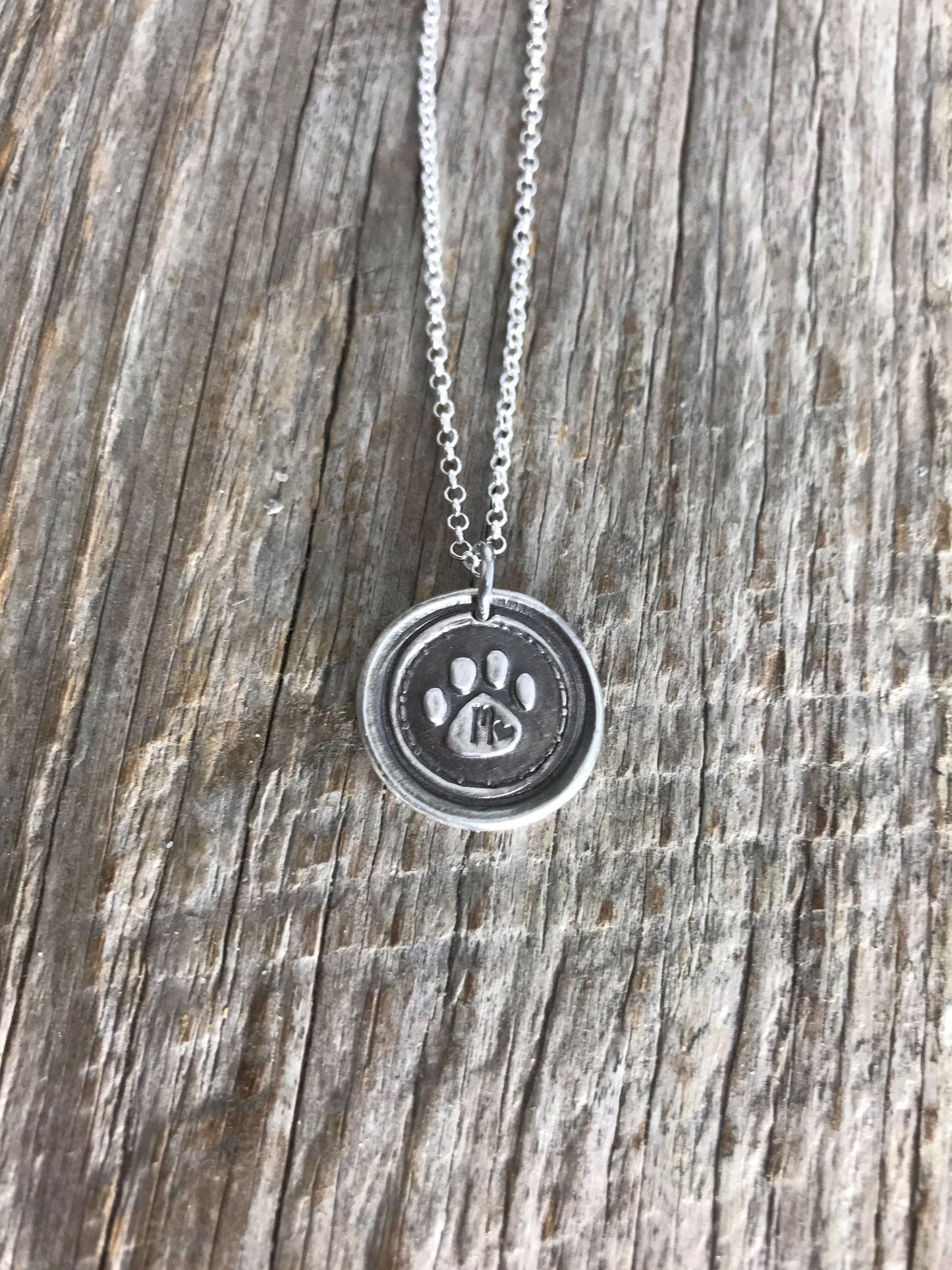 Paw Print Necklace - Fine Silver - Dog Paw - Pet Memorial Jewelry