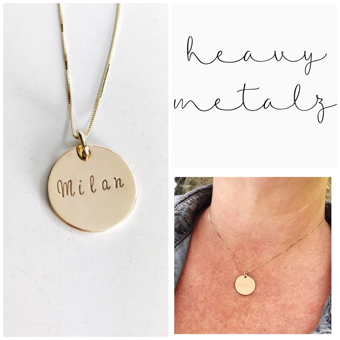 Name Necklace - Real 14K Gold - Name Jewelry - Hand Stamped & Personalized