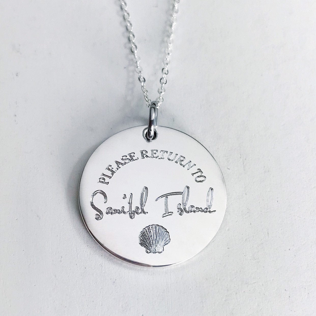 Please Return To - Sterling Silver - Sanibel Island - Customized Pendant