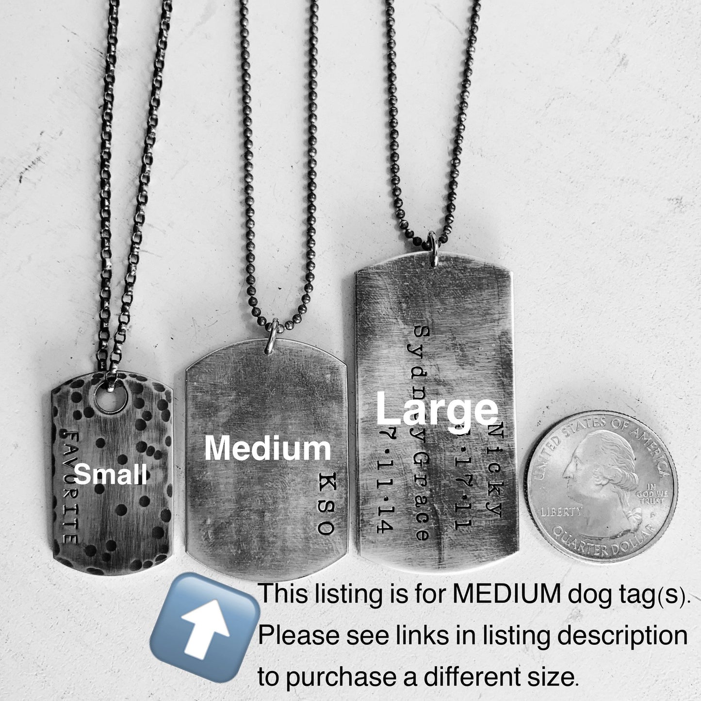 Dog Tag Necklace - Handmade Sterling Silver Dog Tags Necklace - Custom and Personalized Just for You - MEDIUM size Hand Stamped Pendant