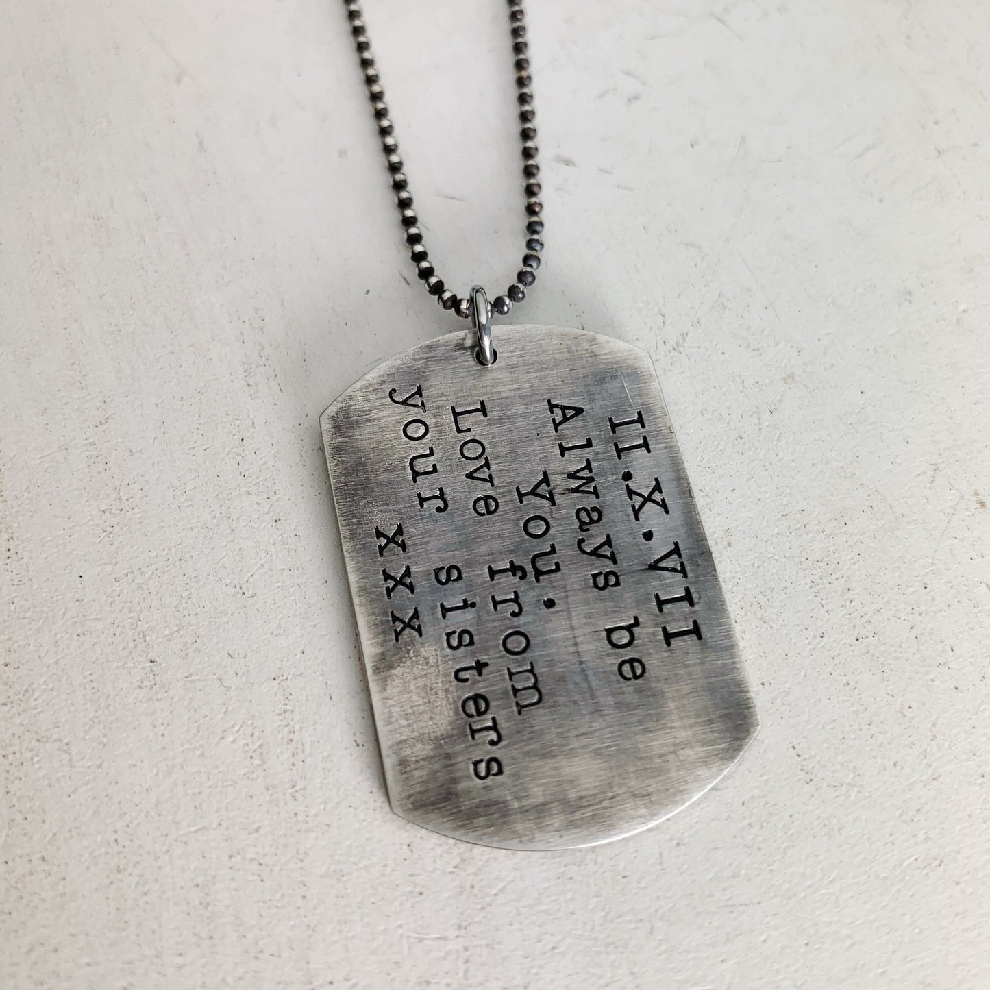 Dog Tag Necklace - Handmade Sterling Silver Dog Tags Necklace - Custom and Personalized Just for You - MEDIUM size Hand Stamped Pendant