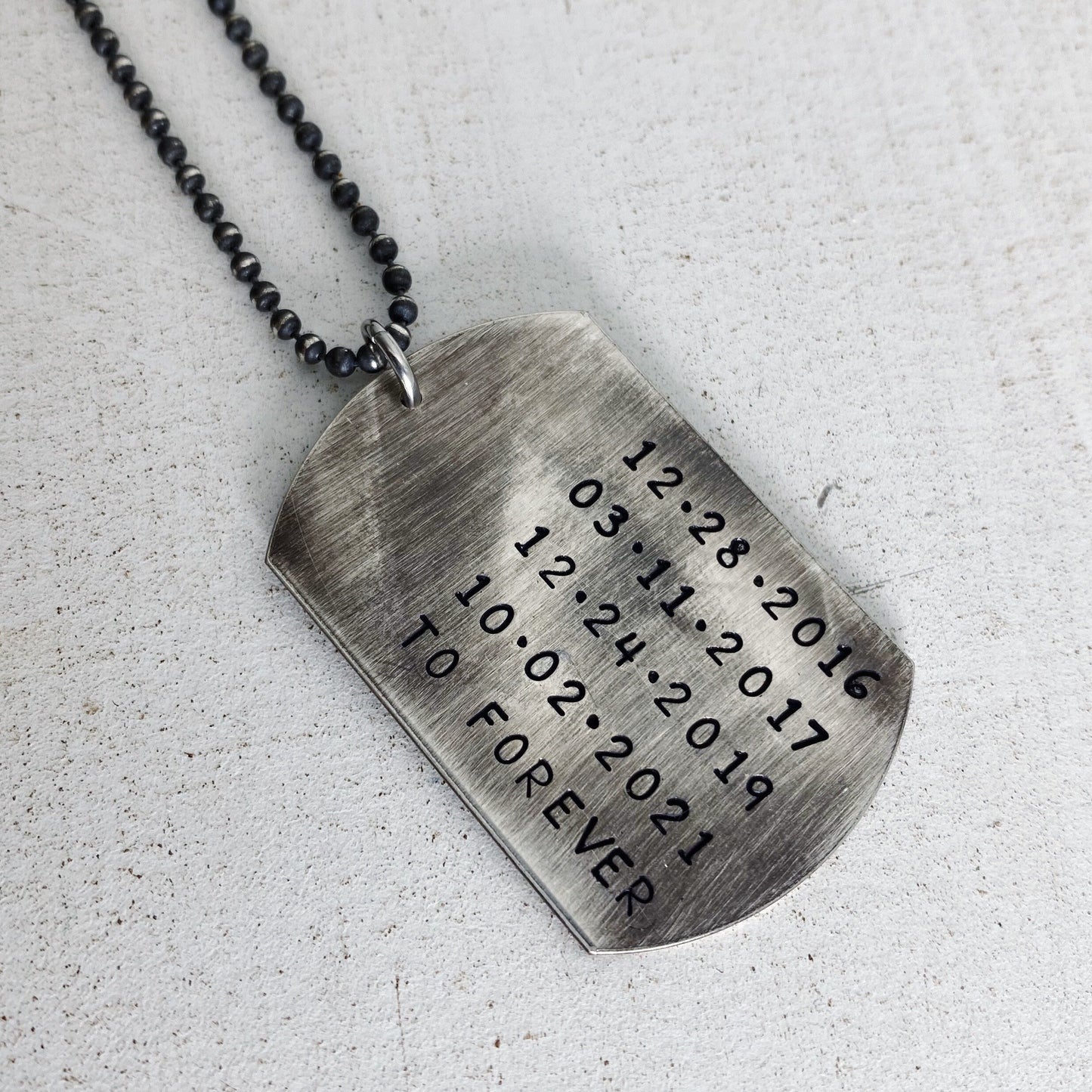 Dog Tag Necklace - Handmade Sterling Silver Dog Tags Necklace - Custom and Personalized Just for You - MEDIUM size Hand Stamped Pendant