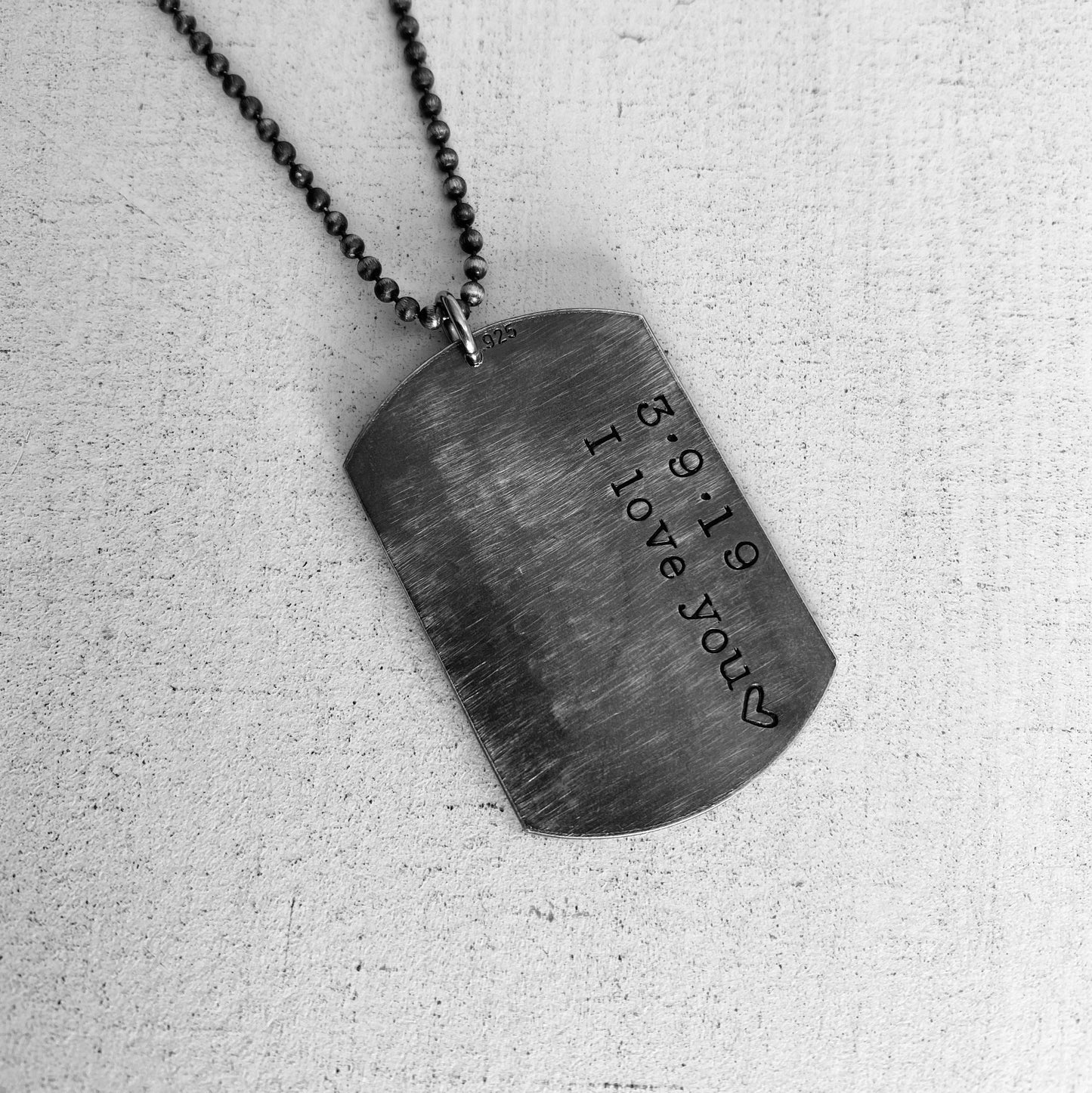 Dog Tag Necklace - Handmade Sterling Silver Dog Tags Necklace - Custom and Personalized Just for You - MEDIUM size Hand Stamped Pendant