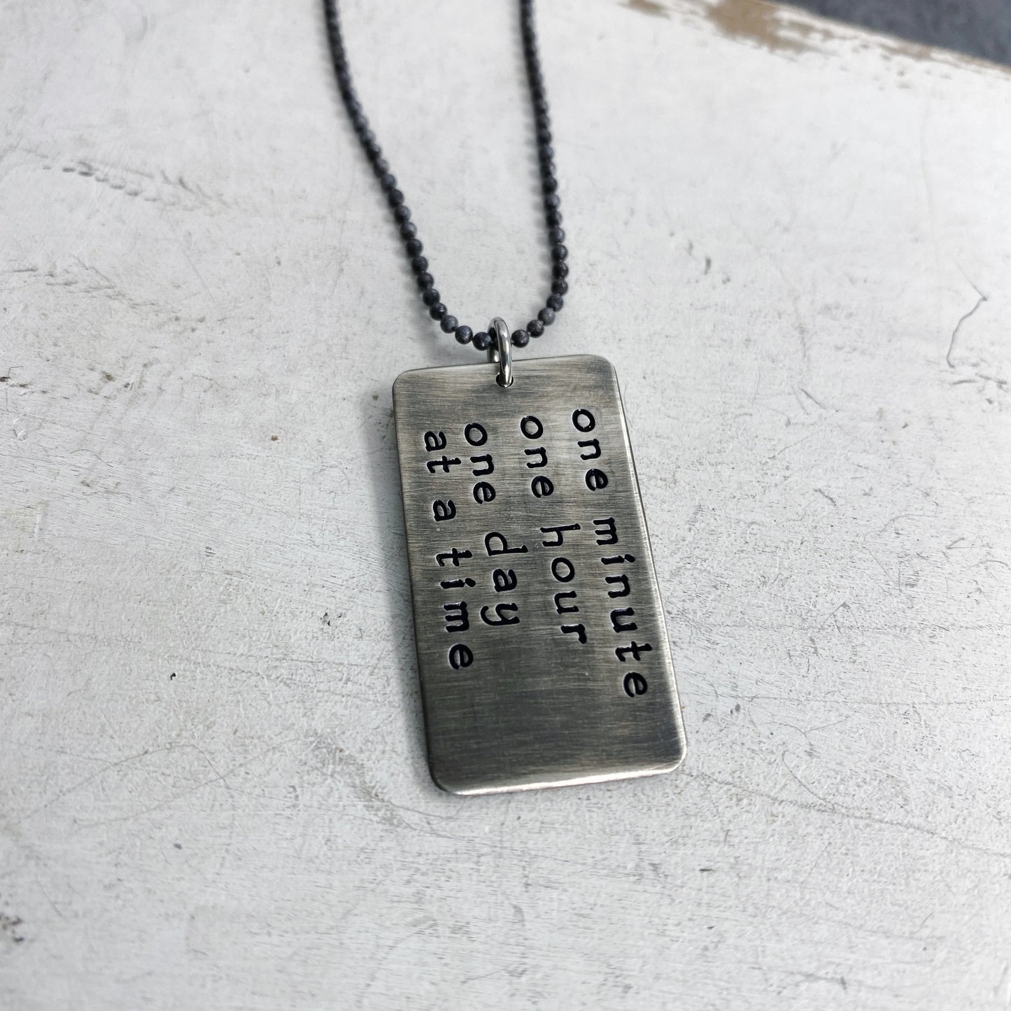 Dog Tag Necklace - Rectangle Rustic Dog Tags