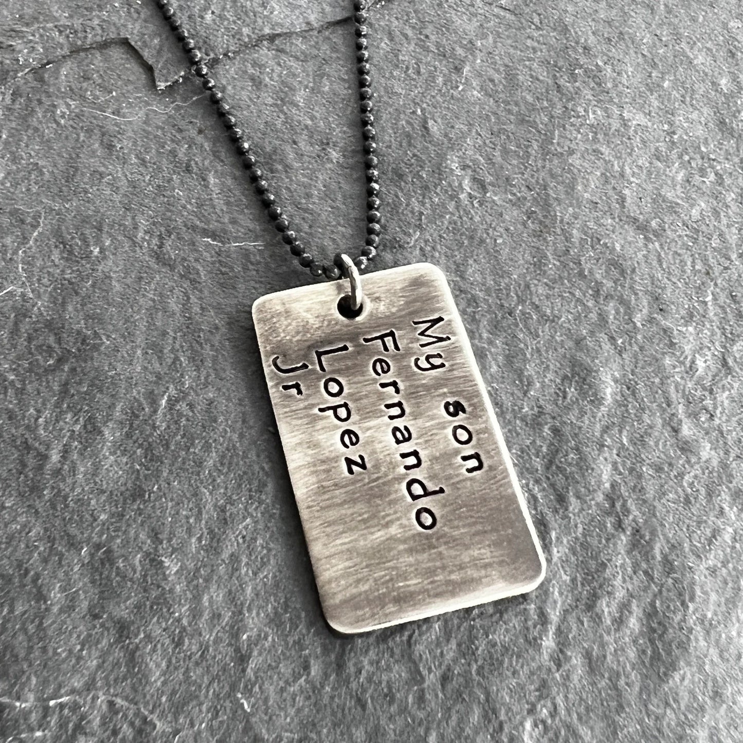 Dog Tag Necklace - Rectangle Rustic Dog Tags