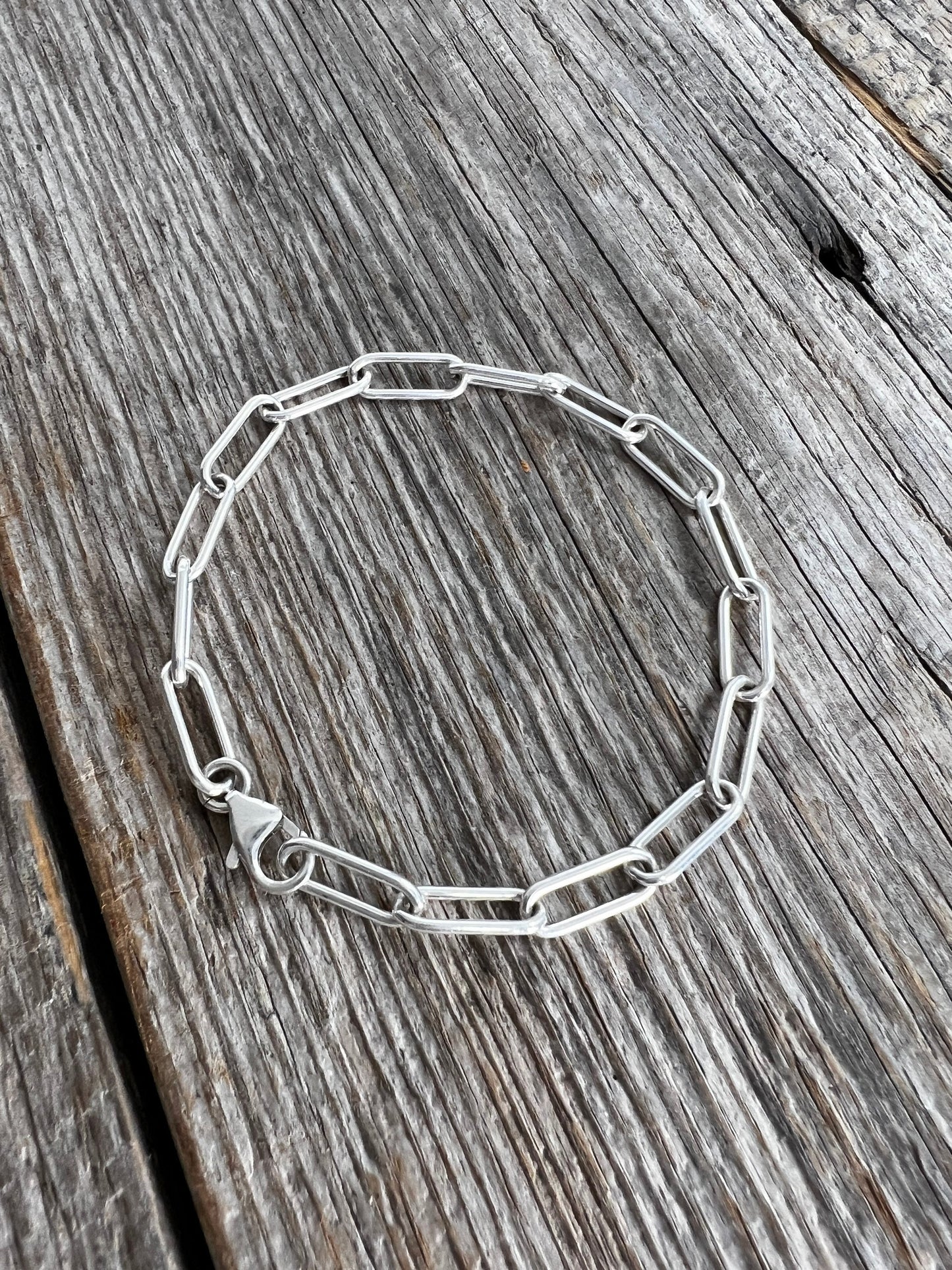 Paperclip Chain Bracelet - Sterling Silver - Charm Bracelet