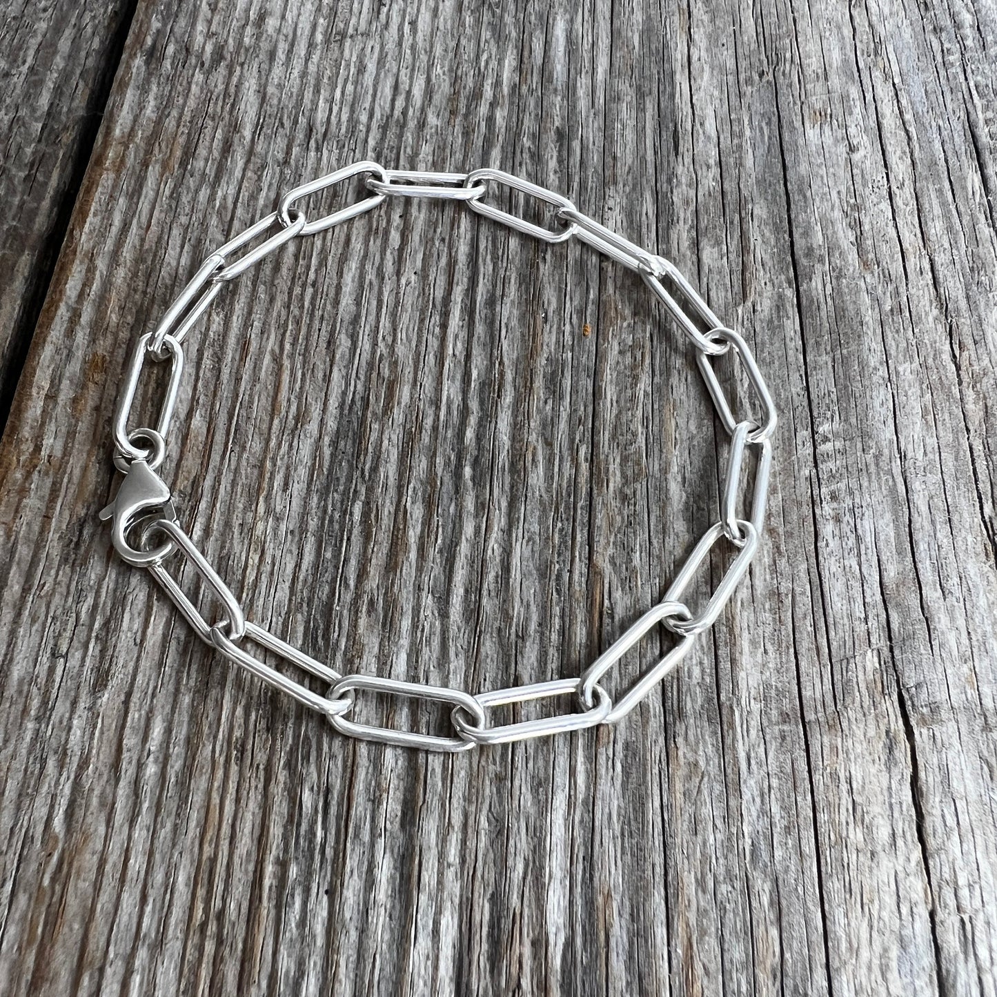 Paperclip Chain Bracelet - Sterling Silver - Charm Bracelet