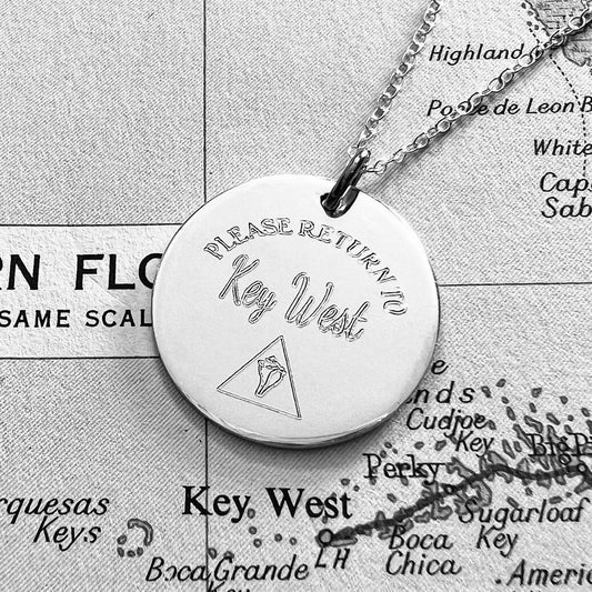 Please Return To - Key West - Sterling Silver - Florida Pendant