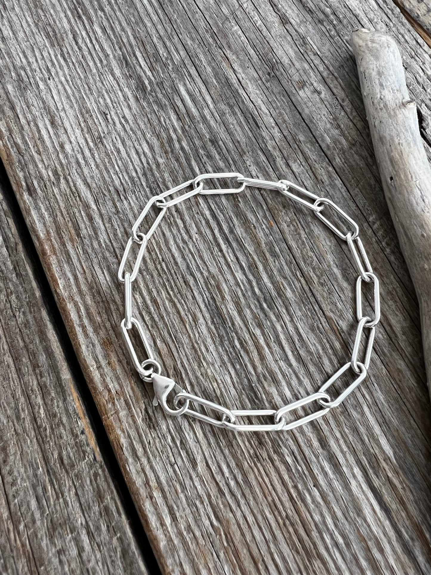 Paperclip Chain Bracelet - Sterling Silver - Charm Bracelet