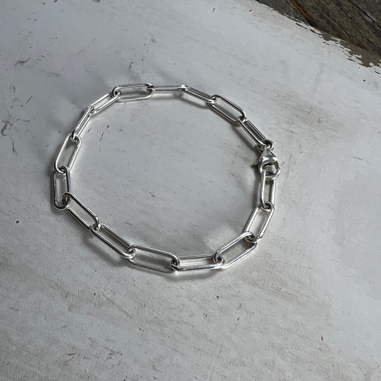 Paperclip Chain Bracelet - Sterling Silver - Charm Bracelet