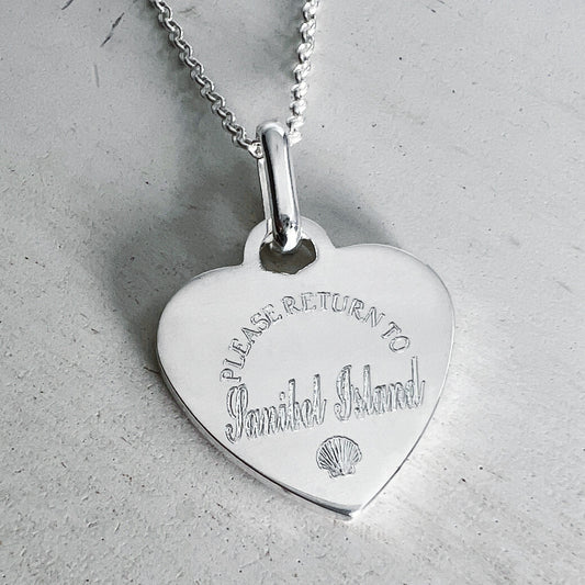 Sanibel Island Pendant - Sterling Silver Heart Charm - Travel Necklace - Location Jewelry