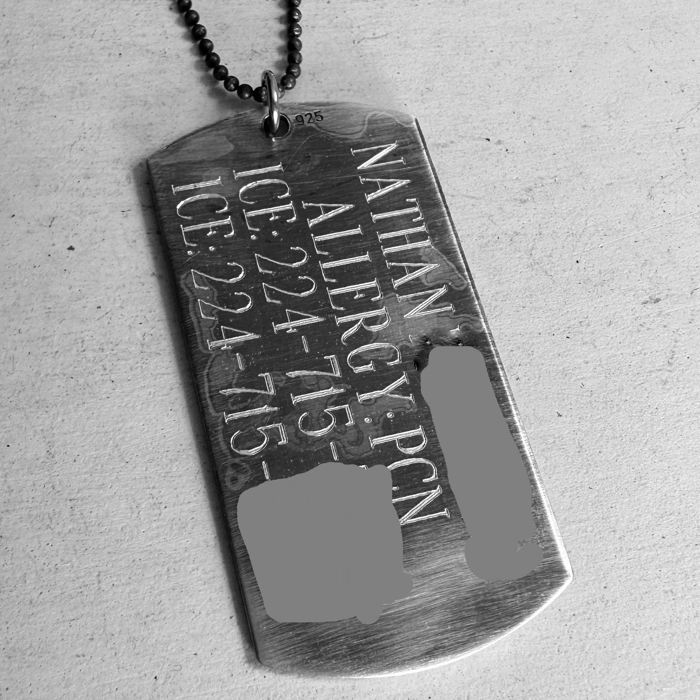 Medical Alert Dog Tag Necklace - Handmade Sterling Silver Dog Tags Necklace - Custom Engraved and Personalized Just for You - LARGE dog tag