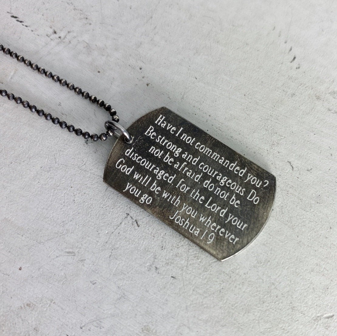 Scripture Dog Tag Necklace - Handmade Sterling Silver Dog Tags Necklace - Custom and Personalized Just for You - Small Dog Tags