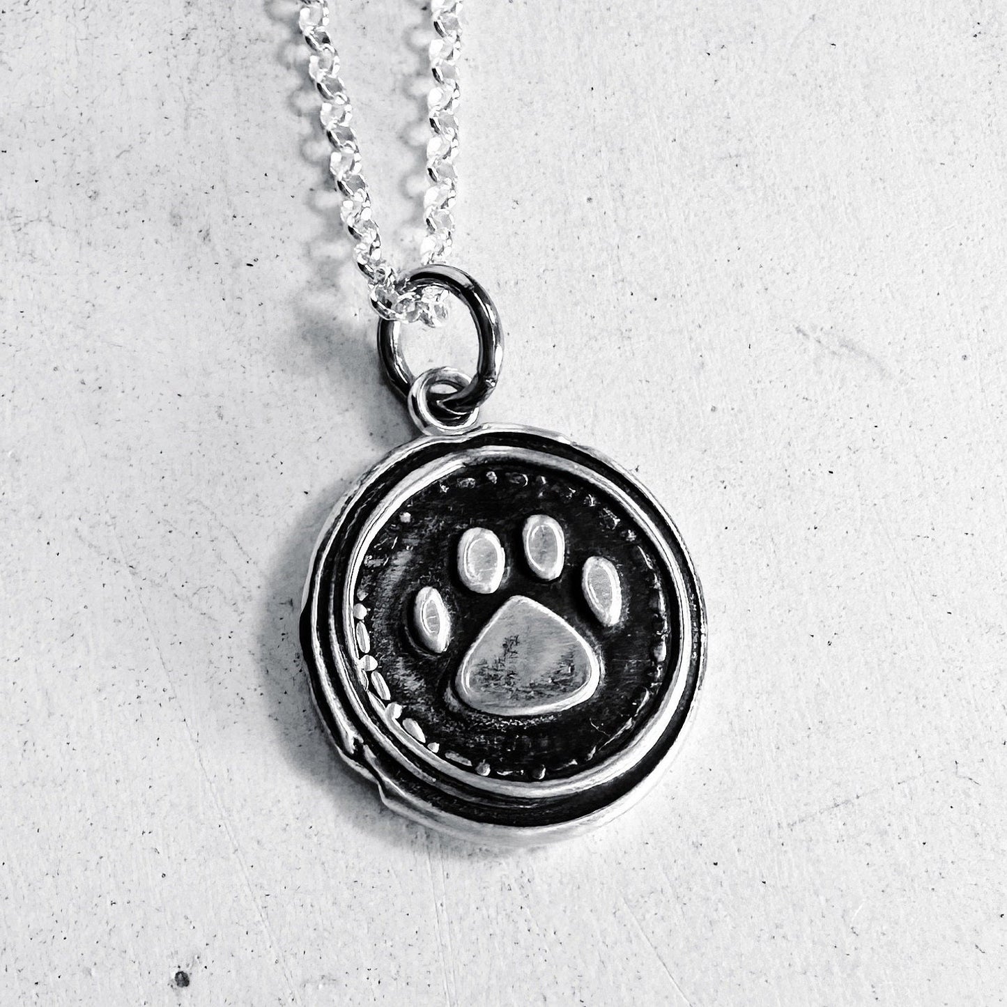 Paw Print Necklace - Fine Silver - Dog Paw - Pet Jewelry