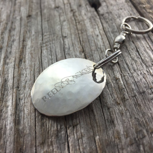 Fishing Lure Keychain - Custom Engraved Logo Handmade Sterling Silver Fishing Lure