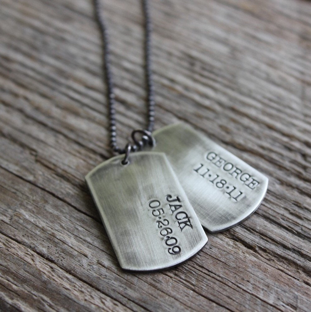 Dog Tag Necklace - Handmade Sterling Silver Dog Tags Necklace - Custom and Personalized Just for You - Small Dog Tags